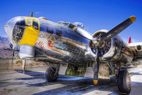 Puzzle für Erwachsene, Retro-Flugzeuge auf dem Parkplatz, Jagdbomber, 70 x 50 cm von AFHMZ