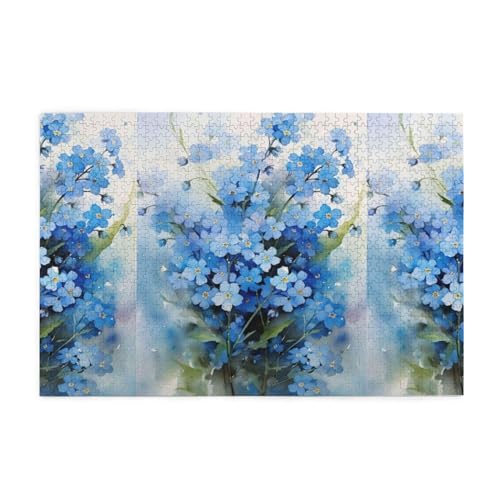 Puzzle für Erwachsene, anspruchsvolles Puzzle, 1000-teiliges Papier-Bilderpuzzle, Aquarell-Vergissmeinnicht-Blumen, 70 x 50 cm Puzzle für Erwachsene, anspruchsvolles Puzzle, 1000-teiliges Papier-Bilderpuzzle, Aquarell-Vergissmeinnicht-Blumen, 70 x 50 cm von AFHMZ
