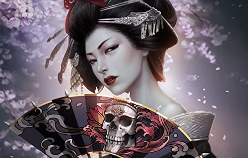 Puzzle für Erwachsene, klassisches 3D-Papierpuzzle, 500 Teile, Japanische Geisha unter Sakura-Baum, individuelles Puzzle, 52 x 38 cm von AFHMZ