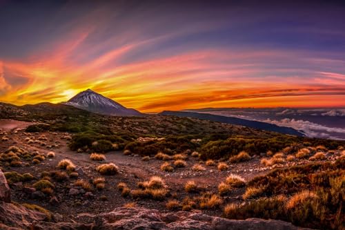 Puzzle für Erwachsene 100 Teile Sonnenuntergang Teneriffa Kanarische Inseln Spanien 45,5x35,5CM von AFHMZ