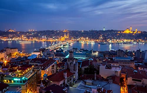 Puzzle für Erwachsene 100 Teile Türkei unter dem Nachthimmel Städte Panorama 45,5x35,5CM von AFHMZ