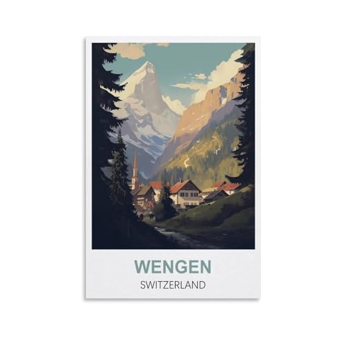 Puzzle für Erwachsene 1000, Wengen, Schweiz, Poster, Puzzle 1000 Teile für Erwachsene, anspruchsvolle Puzzlespiele, Puzzle für Erwachsene, 38 x 26 cm von AFHMZ