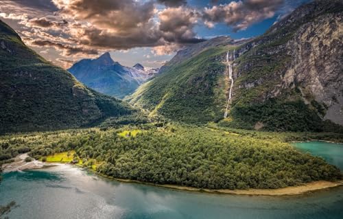 Puzzle für Erwachsene 1000 - Puzzle | Puzzles 1000 Teile für Erwachsene, Berge, Tal, Norwegen, Vikan 52x38CM Puzzle für Erwachsene 1000 - Puzzle | Puzzles 1000 Teile für Erwachsene, Berge, Tal, Norwegen, Vikan 52x38CM von AFHMZ
