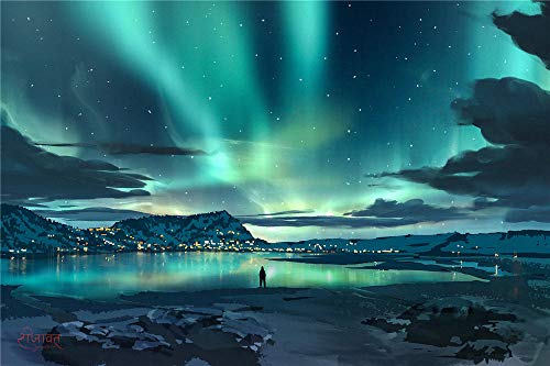 Puzzle mit 2000 Teilen, Alleine Aurora Borealis-Beobachtungsposter und Wandkunstbild für die Wohnzimmerdekoration, 100 x 70 cm von AFHMZ