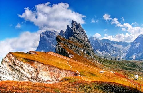 Schwieriges Puzzle für Erwachsene 1000 Teile Wunderschöne Landschaft der Südtiroler Berge in Italien 52x38CM von AFHMZ