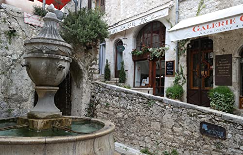 Spiel Kindergeburtstag Puzzle 100 Teile Stadt Frankreich Galerie Brunnen Straße Saint Paul de Vence Französische Riviera 45,5x35,5CM von AFHMZ