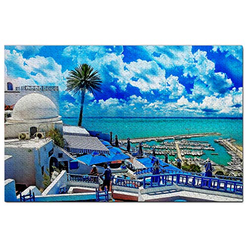 Tunesien Puzzle 500 Teile Sidi BOU Sai Tunesien Puzzlespiel Kunstwerk Reisesouvenir 52x38CM von AFHMZ