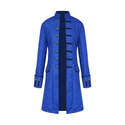 AFJIODUV ﻿Steampunk Mantel Herren, Mittelalter Vintage Viktorianisches Kostüm Herren, Gothic Mantel Halloween Karneval Cosplay Kostüm (Blau, L) von AFJIODUV