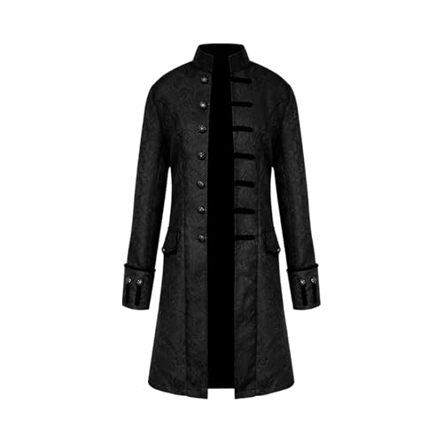 AFJIODUV ﻿Steampunk Mantel Herren, Mittelalter Vintage Viktorianisches Kostüm Herren, Gothic Mantel Halloween Karneval Cosplay Kostüm (Schwarz, S) von AFJIODUV