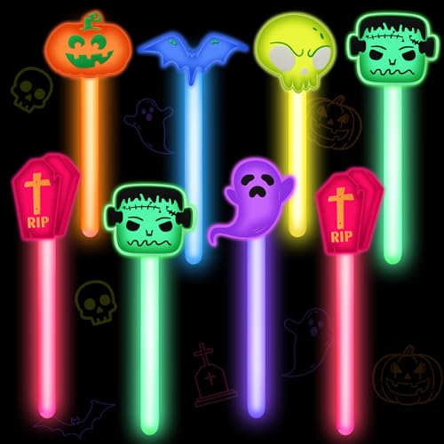 AFZMON 24 Stück Halloween-Partygeschenke, Leuchtstäbe für Kinder, 10,2 cm, leuchtet im Dunkeln, Halloween-Geschenktüten, Füllstoffe, Klassenzimmer, Süßigkeiten-oder Leckerei-Zubehör AFZMON 24 Stück Halloween-Partygeschenke, Leuchtstäbe für Kinder, 10,2 cm, leuchtet im Dunkeln, Halloween-Geschenktüten, Füllstoffe, Klassenzimmer, Süßigkeiten-oder Leckerei-Zubehör von AFZMON