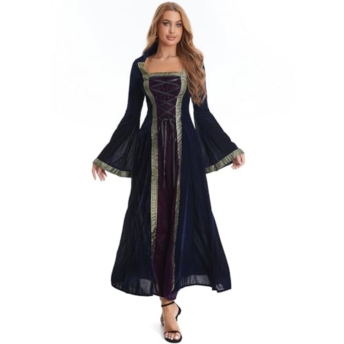AGCOAH Damen Renaissance Mittelalter Kostüm Klassischer Stehkragen Prinzessin Langes Kleid Hexe Outfit Halloween Cosplay, Violett, M AGCOAH Damen Renaissance Mittelalter Kostüm Klassischer Stehkragen Prinzessin Langes Kleid Hexe Outfit Halloween Cosplay, Violett, M von AGCOAH
