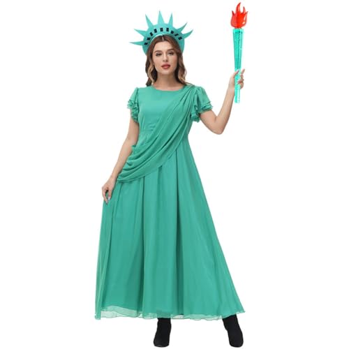 AGCOAH Freiheitsstatue Kostüm für Damen, Freiheit, Unabhängigkeitstag, grünes Outfit mit Krone, Erwachsene, Halloween, Cosplay, Grün 1, Medium AGCOAH Freiheitsstatue Kostüm für Damen, Freiheit, Unabhängigkeitstag, grünes Outfit mit Krone, Erwachsene, Halloween, Cosplay, Grün 1, Medium von AGCOAH