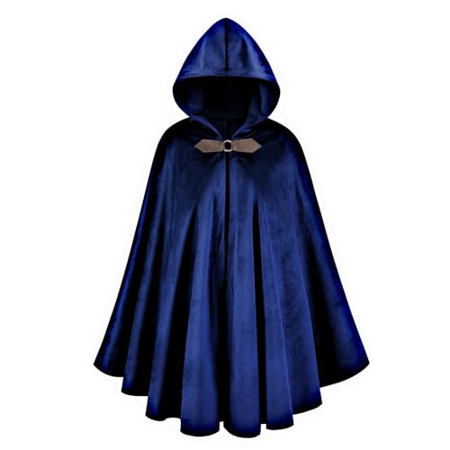 AGCOAH Herren Renaissance Mittelalter Kapuzenumhang viktorianisches Steampunk-Kostüm Cosplay, Blau, 31 INCH von AGCOAH