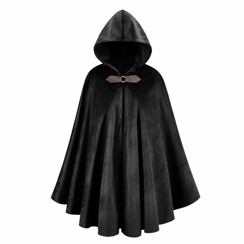 AGCOAH Herren Renaissance Mittelalter Kapuzenumhang viktorianisches Steampunk-Kostüm Cosplay, Schwarz, 31 INCH AGCOAH Herren Renaissance Mittelalter Kapuzenumhang viktorianisches Steampunk-Kostüm Cosplay, Schwarz, 31 INCH von AGCOAH