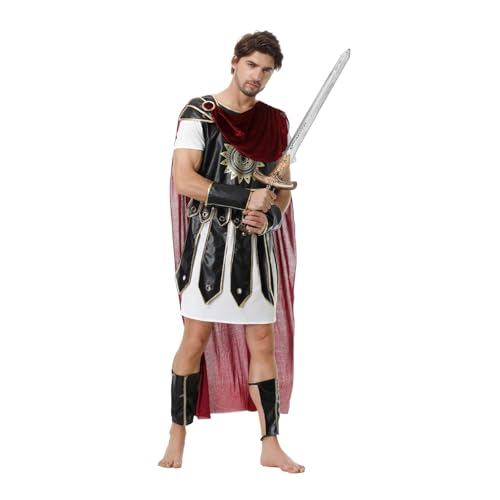 AGCOAH Krieger-Kostüm für Herren, römischer Soldaten-Kostüm, römischer Kaiser-Kostüm, Spartanerkrieger-Kostüm, Gladiatorenkostüm (Scheibendruck-S) von AGCOAH