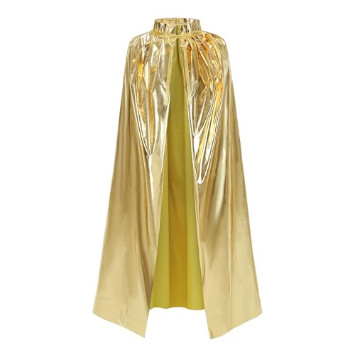 AGCOAH Metallischer Umhang mit Pailletten, Partyumhang, luxuriöser Kostümumhang, glänzend, glitzernder Umhang (Gold, 125 cm) von AGCOAH