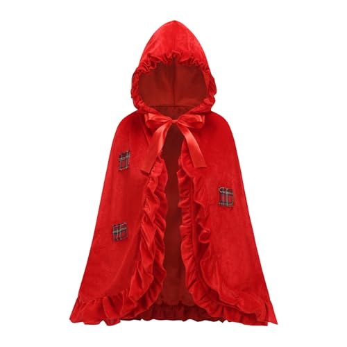 AGCOAH Rotkäppchen-Umhang, Samt-Umhang für Halloween, Weihnachten, Cosplay, Party, Zweilagiger Aufnäher, 26INCH von AGCOAH