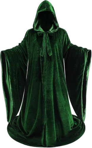 AGCOAH Zweiseitiger Zauberer-Robe, Zauberer-Kostüm, Kapuzenumhang mit Ärmeln, Satin-Robe mit Kapuze, Schwarz und Grün, 150 cm AGCOAH Zweiseitiger Zauberer-Robe, Zauberer-Kostüm, Kapuzenumhang mit Ärmeln, Satin-Robe mit Kapuze, Schwarz und Grün, 150 cm von AGCOAH