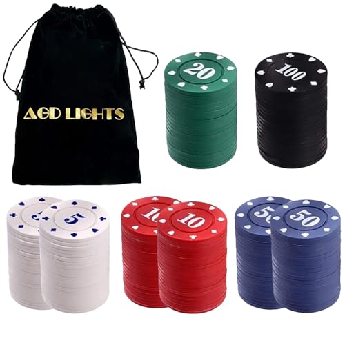 AGD LIGHTS 160PCS Poker Chips, Poker Chip Set mit Samt Tasche, Party Zubehör von AGD LIGHTS