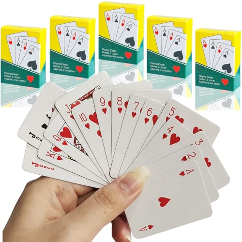 AGD LIGHTS 5 Decks Spielkarten,Mini Pokerkarten,54 Karten,Kleine Spielkarten,Mini Kartenspiel,Doppelkopf Spielkarten,Miniatur Pokerkarten,für Erwachsene Familien Party Kartenspiel(Gelb, Grün) von AGD LIGHTS