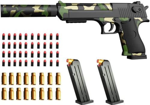 AGDLLYD Spielzeug Pistole,Wüstenadler,Kinder Pistole mit Schalldämpfer,Schaumstoff-Blaster,40 Darts,1:1 Spielzeugpistole-Look echt,für Sicherheitstraining oder Spiel (Armeegrün) von AGDLLYD