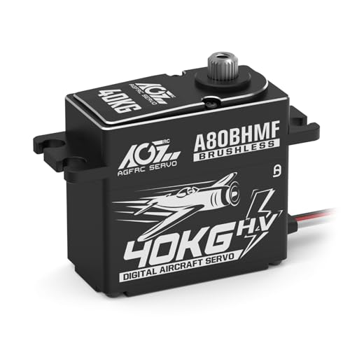 AGFRC 40KG High Toruqe RC Servo - Steel Gear Programmable Digital Brushless Standard Servo for 30-200CC RC Airplane(A80BHMF Aircraft) von AGFRC