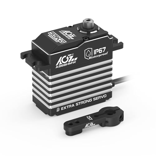 AGFRC 55 kg digitales Lenkservo mit hohem Drehmoment, wasserdicht, programmierbares Metallgetriebe, bürstenloses Servo für 1/8 RC-Modelle, Steuerwinkel 180° (A86BHMW) von AGFRC