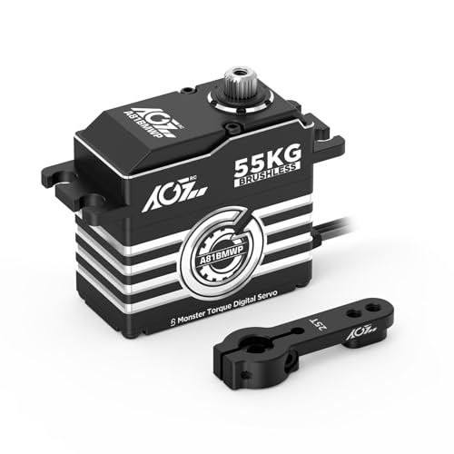 AGFRC 55 kg wasserdichter RC-Servo-Motor mit hoher Drehzahl – 0,087 Sekunden Hochgeschwindigkeits-Bürstenloser HV-Vollmetallgetriebe, digitaler Standard-Lenkservo für 1/8 1/10 RC Auto (A81BMWP) von AGFRC