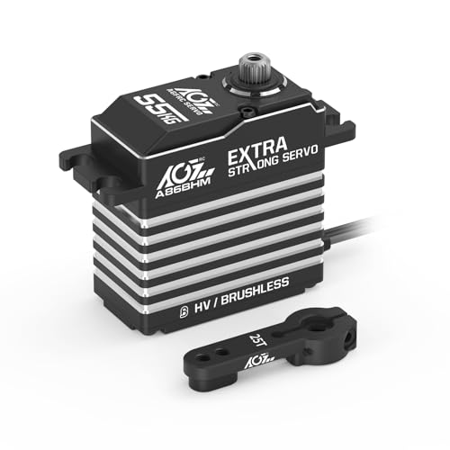 AGFRC 55KG Digital-Steering-Servo Hochdrehmoment programmierbar - Vollmetallgetriebe Bürstenloses Servo für 1/8 1/10 RC Modelle, Steuerwinkel 180° (A86BHM) von AGFRC
