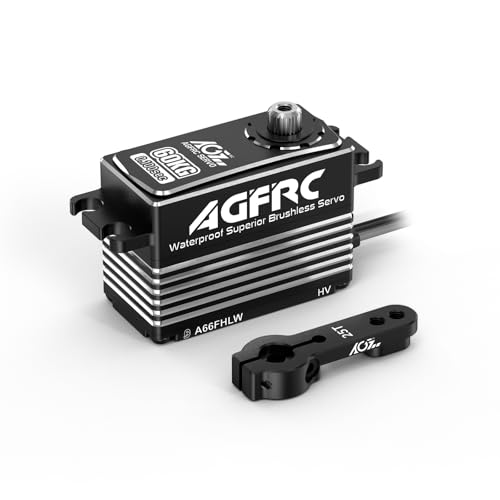 AGFRC 60KG Low Profile Waterproof Steering Servo High Torque Programmable Metal Gear Servo for 1/10 RC Car, Control Angle 180° (A66FHLW) von AGFRC