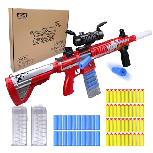 AGM MASTECH AR 416 Shell-Throwing Blaster Shot Gun, 40 offizielle Darts, 8-Dart Clip, 2 Magazine, 4 Montagemethoden, Blaster Toys Spielset für Jungen, Kinder und Erwachsene(rot) von AGM MASTECH