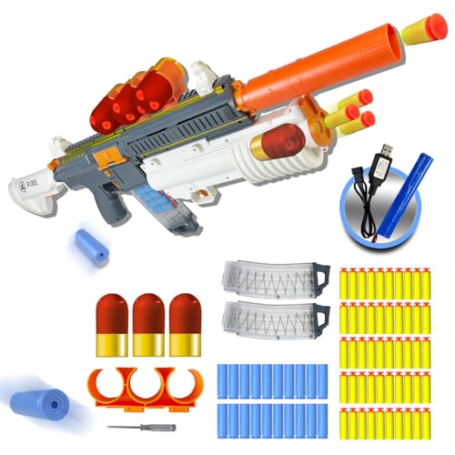 Automatische Spielzeug pistole für Kinder, 2-in-1-Modus elektrische Spielzeugpistole, Schaumstoff-Spielzeugpistole mit Granatwerfer, Schießspielzeug für Kinder und Mädchen ab 6,7, 8, 9, 10, 11+ Jahren von AGM MASTECH