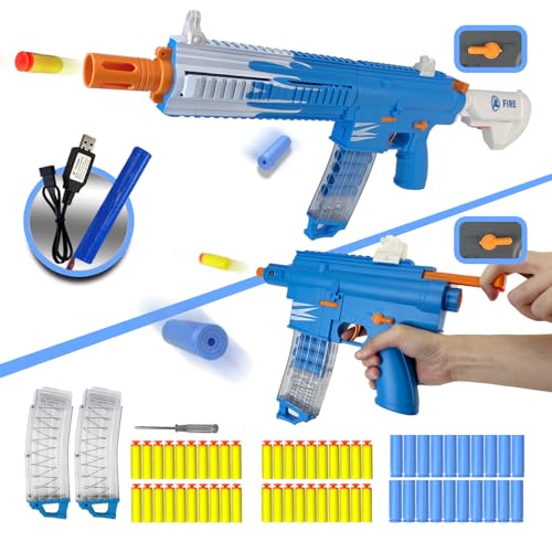 Automatische Spielzeugpistole, 2-in-1-Modus elektrische Spielzeugpistole, Schaumstoffspielzeugpistole, Schießspielzeug, geeignet für Kinder oder Erwachsene (Blau) von AGM MASTECH