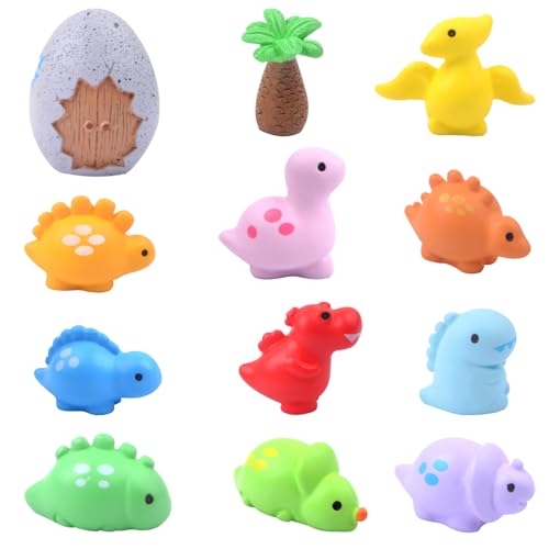12 Stück Mini Dinosaurier Figuren Kleine Harz Tiere Dinosaurier Ei Kokosnussbaum Puppe Miniaturfiguren Bulk für Garten Puppenhaus Micro Landschaft Ornament Verstecken Handwerk Dekor von AGNURCADE