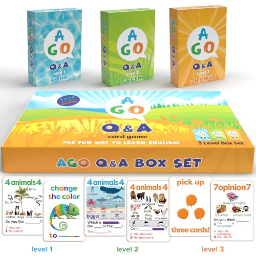 AGO Q&A Kartenspiel Set zum Englisch Lernen | Spiel und Spaß für Kinder und Erwachsene beim Lernen | 3 Kartenspiele in Magnetischer Box AGO Q&A Kartenspiel Set zum Englisch Lernen | Spiel und Spaß für Kinder und Erwachsene beim Lernen | 3 Kartenspiele in Magnetischer Box von AGO