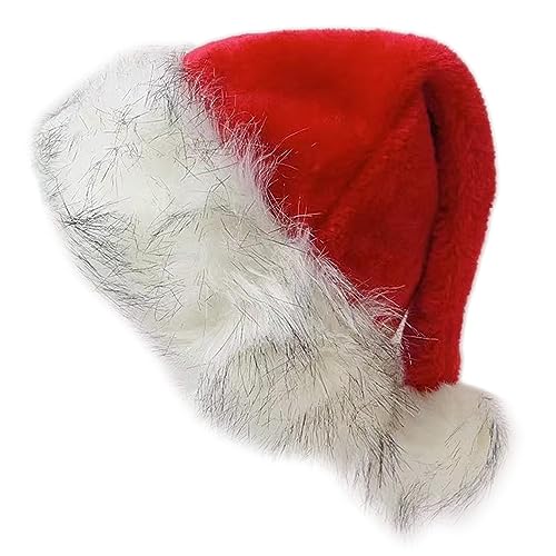 AGONEIR Weihnachtsmütze für Erwachsene, Plüsch, bequeme Mütze, traditionelles und weißes Cosplay, Weihnachtsmannmütze für Neujahr, Geschenke, Weihnachtsmützen für Erwachsene, Weihnachtsmützen für von AGONEIR