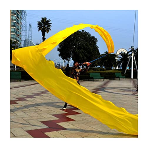 Tanzbänder Gymnastikband Sport-Fitness-Tanz-Luftschlangen, Outdoor-Park-Rasen-Schaukel, Spinning Dragon Ribbon, Beste Geburtstagsgeschenke for Eltern (Color : Yellow, Size : 8m/26ft) von AGYHAM