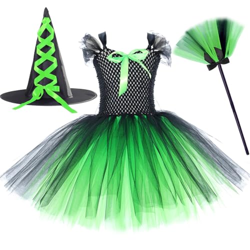 AGYMNX Hexe Halloween Kostüm Mädchen Kleid + Hut + Besen 3 Stück Kostüm für 2-12 Jahre Kinder Karnevals Party Rollenspiel Halloween Hexen Tutu Kleid Schwarz Grün 2-3Jahre AGYMNX Hexe Halloween Kostüm Mädchen Kleid + Hut + Besen 3 Stück Kostüm für 2-12 Jahre Kinder Karnevals Party Rollenspiel Halloween Hexen Tutu Kleid Schwarz Grün 2-3Jahre von AGYMNX