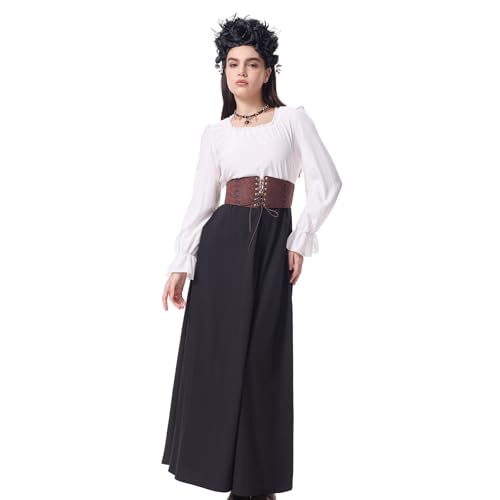 AHAKLO Halloween Kostüm Damen Vampir Gothic Kleid Karneval Hexenkostüm Festival Outfit Mittelalter Kleidung Umhang Hut Kopfschmuck Accessoires Elfen Elben Indianer Wikinger Cosplay AHAKLO Halloween Kostüm Damen Vampir Gothic Kleid Karneval Hexenkostüm Festival Outfit Mittelalter Kleidung Umhang Hut Kopfschmuck Accessoires Elfen Elben Indianer Wikinger Cosplay von AHAKLO