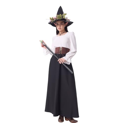 AHAKLO Halloween Kostüm Damen Vampir Gothic Kleid Karneval Hexenkostüm Festival Outfit Mittelalter Kleidung Umhang Hut Kopfschmuck Accessoires Elfen Elben Indianer Wikinger Cosplay AHAKLO Halloween Kostüm Damen Vampir Gothic Kleid Karneval Hexenkostüm Festival Outfit Mittelalter Kleidung Umhang Hut Kopfschmuck Accessoires Elfen Elben Indianer Wikinger Cosplay von AHAKLO