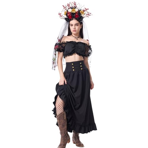 AHAKLO Halloween Kostüm Damen Vampir Gothic Kleid Karneval Hexenkostüm Festival Outfit Mittelalter Kleidung Umhang Hut Kopfschmuck Accessoires Elfen Elben Indianer Wikinger Cosplay AHAKLO Halloween Kostüm Damen Vampir Gothic Kleid Karneval Hexenkostüm Festival Outfit Mittelalter Kleidung Umhang Hut Kopfschmuck Accessoires Elfen Elben Indianer Wikinger Cosplay von AHAKLO