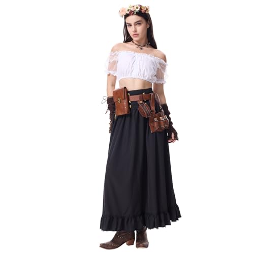 AHAKLO Halloween Kostüm Damen Vampir Gothic Kleid Karneval Hexenkostüm Festival Outfit Mittelalter Kleidung Umhang Hut Kopfschmuck Accessoires Elfen Elben Indianer Wikinger Cosplay AHAKLO Halloween Kostüm Damen Vampir Gothic Kleid Karneval Hexenkostüm Festival Outfit Mittelalter Kleidung Umhang Hut Kopfschmuck Accessoires Elfen Elben Indianer Wikinger Cosplay von AHAKLO