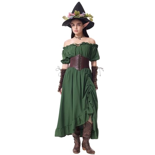 AHAKLO Halloween Kostüm Damen Vampir Gothic Kleid Karneval Hexenkostüm Festival Outfit Mittelalter Kleidung Umhang Hut Kopfschmuck Accessoires Elfen Elben Indianer Wikinger Cosplay AHAKLO Halloween Kostüm Damen Vampir Gothic Kleid Karneval Hexenkostüm Festival Outfit Mittelalter Kleidung Umhang Hut Kopfschmuck Accessoires Elfen Elben Indianer Wikinger Cosplay von AHAKLO