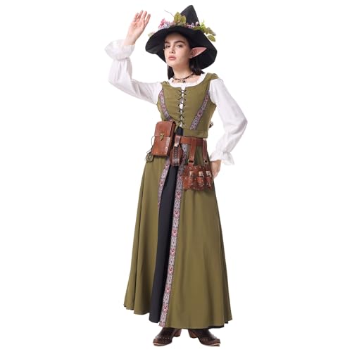 AHAKLO Halloween Kostüm Damen Vampir Gothic Kleid Karneval Hexenkostüm Festival Outfit Mittelalter Kleidung Umhang Hut Kopfschmuck Accessoires Elfen Elben Indianer Wikinger Cosplay AHAKLO Halloween Kostüm Damen Vampir Gothic Kleid Karneval Hexenkostüm Festival Outfit Mittelalter Kleidung Umhang Hut Kopfschmuck Accessoires Elfen Elben Indianer Wikinger Cosplay von AHAKLO