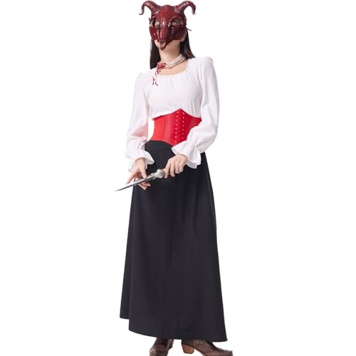 AHAKLO Halloween Kostüm Damen Vampir Gothic Kleid Karneval Hexenkostüm Festival Outfit Mittelalter Kleidung Umhang Hut Kopfschmuck Accessoires Elfen Elben Indianer Wikinger Cosplay AHAKLO Halloween Kostüm Damen Vampir Gothic Kleid Karneval Hexenkostüm Festival Outfit Mittelalter Kleidung Umhang Hut Kopfschmuck Accessoires Elfen Elben Indianer Wikinger Cosplay von AHAKLO