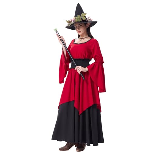 AHAKLO Halloween Kostüm Damen Vampir Gothic Kleid Karneval Hexenkostüm Festival Outfit Mittelalter Kleidung Umhang Hut Kopfschmuck Accessoires Elfen Elben Indianer Wikinger Cosplay AHAKLO Halloween Kostüm Damen Vampir Gothic Kleid Karneval Hexenkostüm Festival Outfit Mittelalter Kleidung Umhang Hut Kopfschmuck Accessoires Elfen Elben Indianer Wikinger Cosplay von AHAKLO