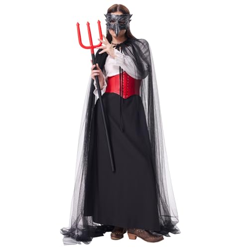 AHAKLO Halloween Kostüm Damen Vampir Gothic Kleid Karneval Hexenkostüm Festival Outfit Mittelalter Kleidung Umhang Hut Kopfschmuck Accessoires Elfen Elben Indianer Wikinger Cosplay AHAKLO Halloween Kostüm Damen Vampir Gothic Kleid Karneval Hexenkostüm Festival Outfit Mittelalter Kleidung Umhang Hut Kopfschmuck Accessoires Elfen Elben Indianer Wikinger Cosplay von AHAKLO