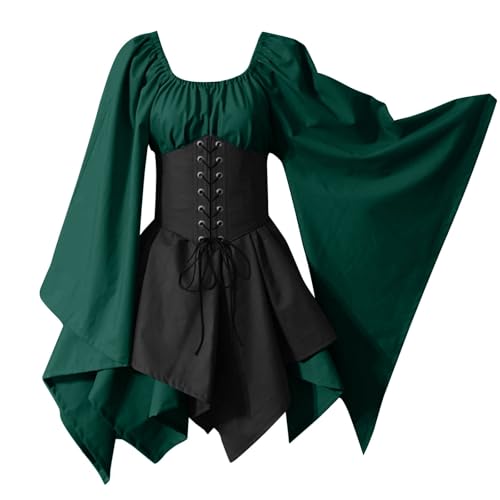 AHAKLO Mittelalter Kleidung Damen Fledermausärmel Halloween Kostüm Gothic Kleid Langarm Renaissance Dress Mittelalterkleider Karneval Partykleid Viktorianisches Kleid AHAKLO Mittelalter Kleidung Damen Fledermausärmel Halloween Kostüm Gothic Kleid Langarm Renaissance Dress Mittelalterkleider Karneval Partykleid Viktorianisches Kleid von AHAKLO