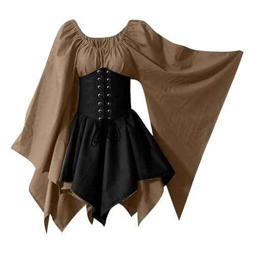 AHAKLO Mittelalter Kleidung Damen Fledermausärmel Halloween Kostüm Gothic Kleid Langarm Renaissance Dress Mittelalterkleider Karneval Partykleid Viktorianisches Kleid AHAKLO Mittelalter Kleidung Damen Fledermausärmel Halloween Kostüm Gothic Kleid Langarm Renaissance Dress Mittelalterkleider Karneval Partykleid Viktorianisches Kleid von AHAKLO