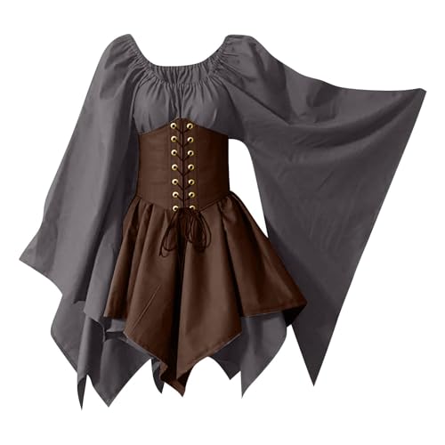 AHAKLO Mittelalter Kleidung Damen Fledermausärmel Halloween Kostüm Gothic Kleid Langarm Renaissance Dress Mittelalterkleider Karneval Partykleid Viktorianisches Kleid AHAKLO Mittelalter Kleidung Damen Fledermausärmel Halloween Kostüm Gothic Kleid Langarm Renaissance Dress Mittelalterkleider Karneval Partykleid Viktorianisches Kleid von AHAKLO